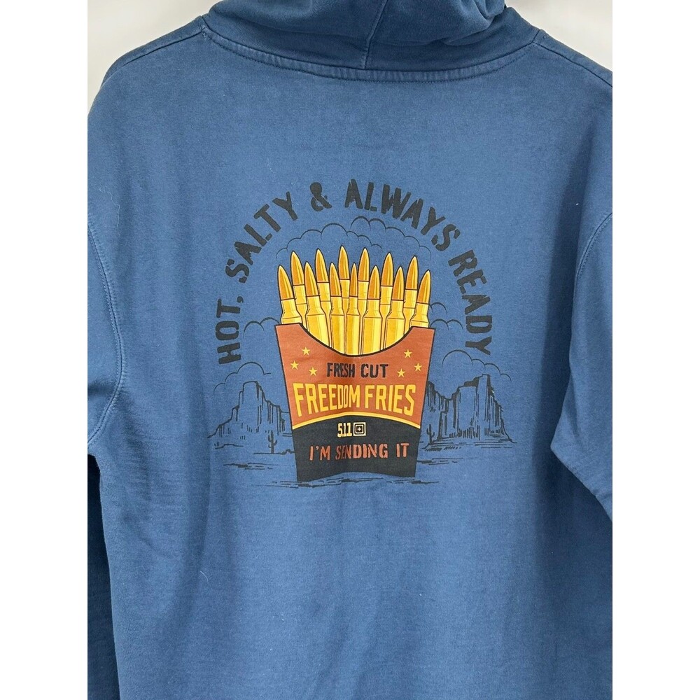 511 Tactical Pullover Men’s Size Large Hoodie Sweatshirt  “Freedom Fries” Blue